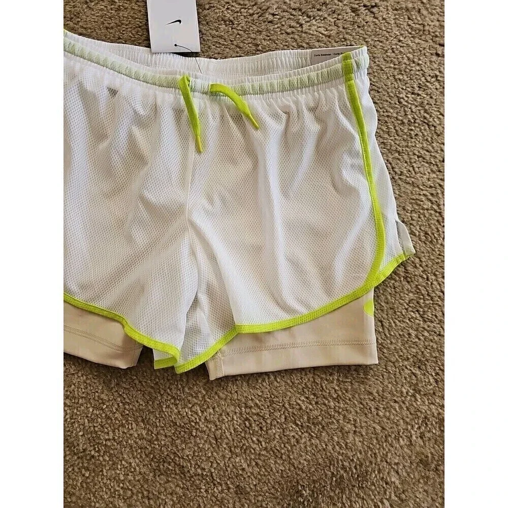 Nike White DRI-FIT Tempo 2-IN-1 Training/Running Shorts GIRLS Size XL NEW $32